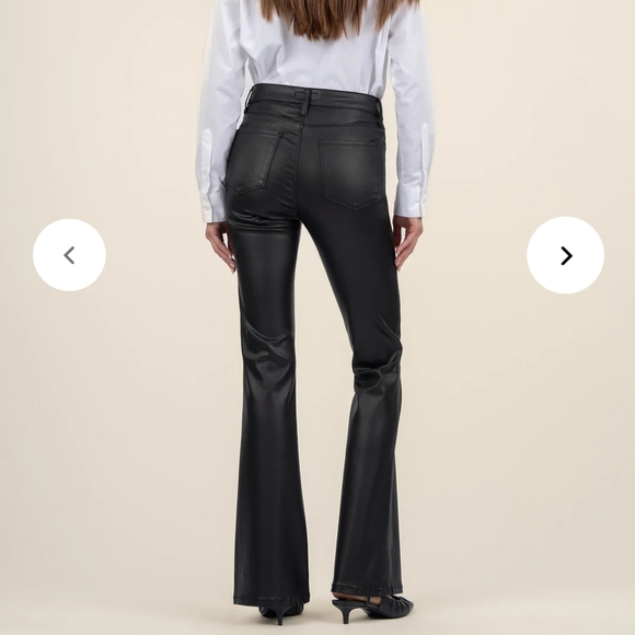 Kut from The Kloth Ana Coated High Rise black Flare Leather Like Look Size 12 - Picture 3 of 7